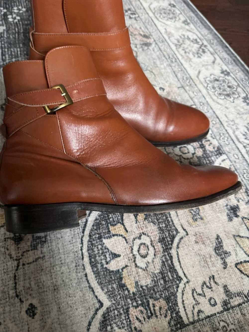 H by Hudson Men's Brown Leather Jodhpur Ankle Boots Buckle Almond Toe AU 9